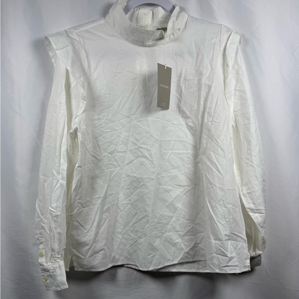 Everlane Women's The Wing Shoulder Mock Neck Top White 12